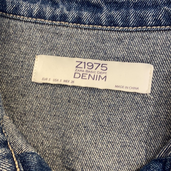 COPY - Zara Blue Oversized Denim Jacket with Gingham Ribbon Detail - Picture 10 of 15